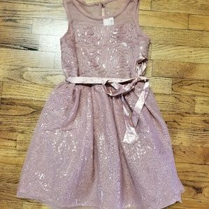 Justice blush pink rose gold sequin party dress 10